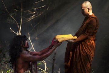 Acting image legend of angulimala in buddhism