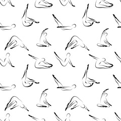 Pilates poses seamless vector pattern