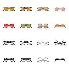 Isolated object of glasses and sunglasses symbol. Collection of glasses and accessory vector icon for stock.