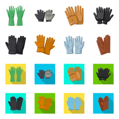 Isolated object of glove and winter symbol. Set of glove and equipment stock vector illustration.