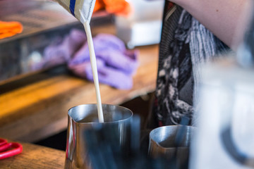 Making cappuccino and latte