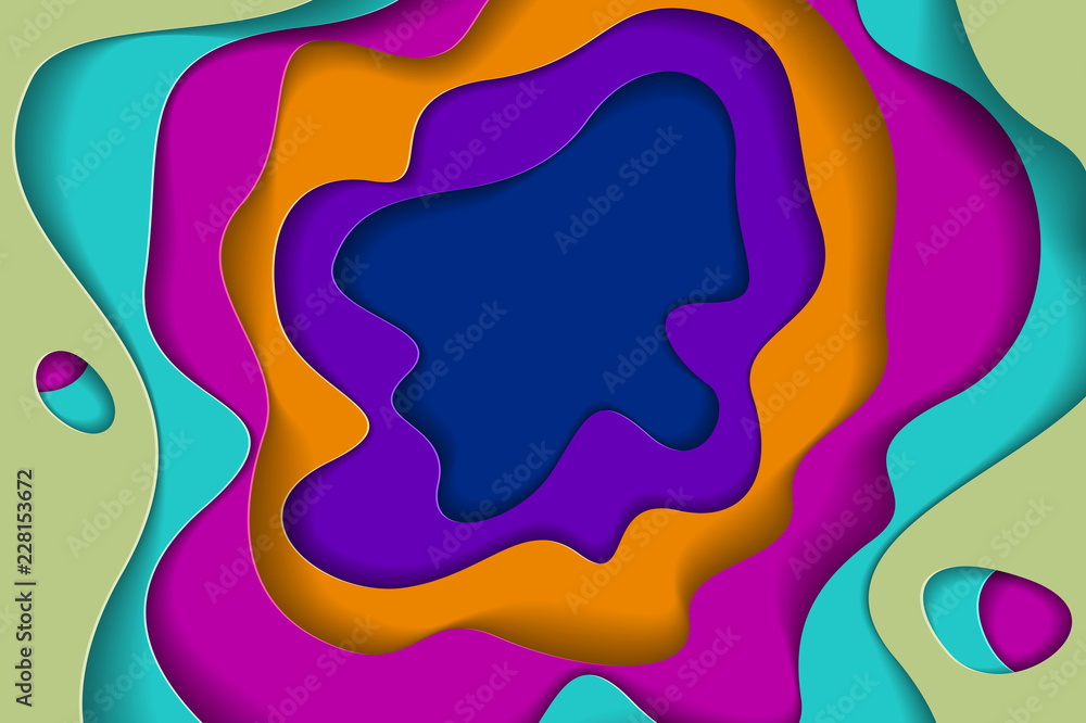 Aufkleber 3d abstract background with paper cut shapes. vector illustration in paper cut style. layout for bus