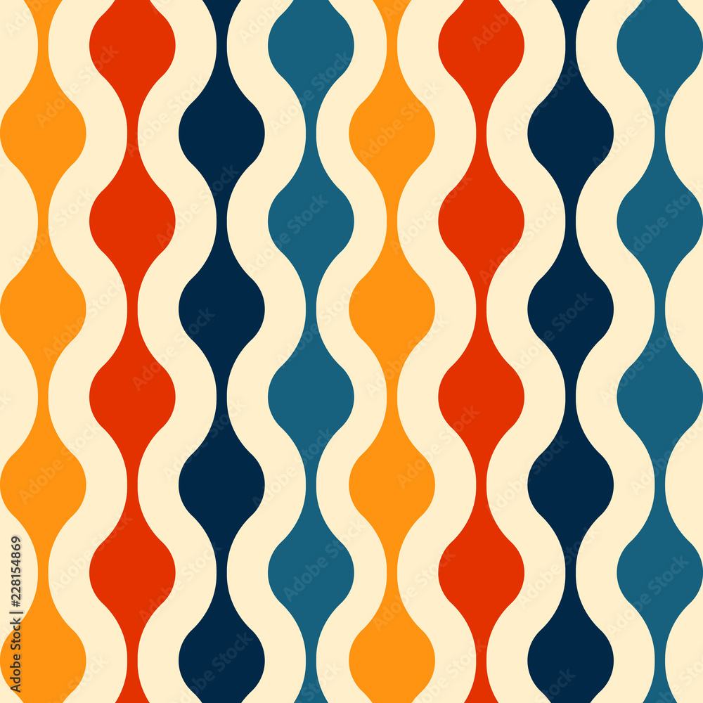 Wall mural retro seamless pattern - colorful nostalgic background design