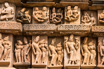 Close up erotic stone carving in Lakshman Temple