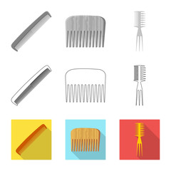 Isolated object of brush and hair icon. Collection of brush and hairbrush vector icon for stock.