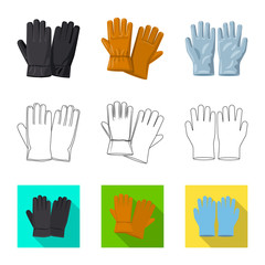 Vector illustration of glove and winter icon. Set of glove and equipment stock vector illustration.