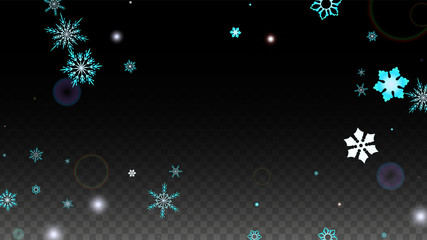 Obraz premium Christmas Vector Background with Blue Falling Snowflakes Isolated on Transparent Background. Realistic Snow Sparkle Pattern. Snowfall Overlay Print. Winter Sky. Design for Party Invitation.