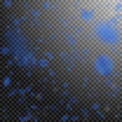 Dark blue flower petals falling down. Favorable ro