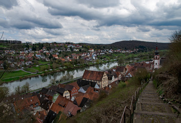 Fototapeta premium Blick auf Rothenfels, Unterfranken, Bayern, Deutschland 