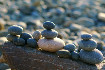 sea stones in the form of a pyramid