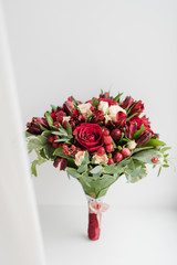 bridal bouquet of red roses, bridal bouquet