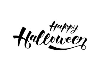 Happy halloween-hand drawn lettering. Holliday calligraphy for banner, poster, greeting card, party invitation. Vector illustration EPS 10. 