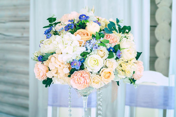 Bouquet of white, pink and light roses