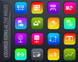 Internet, server, network icons set