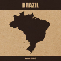 Detailed map of Brazil on craft paper