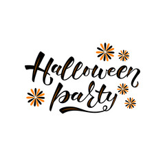 Halloween party-hand drawn lettering. Holliday calligraphy for banner, poster, greeting card, party invitation. Vector illustration EPS 10. 
