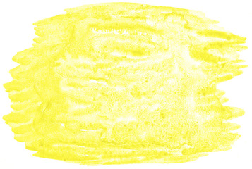 Bright yellow watercolor abstract background, spot, splash of paint, blot, divorce. Vintage pattern for different design and decoration.