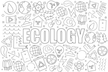 Fototapeta na wymiar Ecology background from line icon. Linear vector pattern. Vector illustration