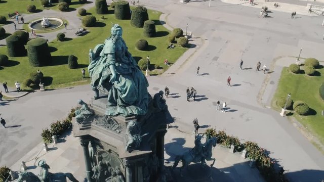 Maria-Theresien-Platz in Vienna, Austria. Aerial footage