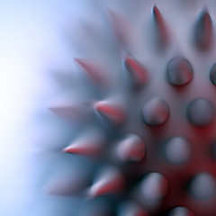 3d render, blurred mint background, digital illustration, abstract shape, prickly texture, spikes, natural macro texture