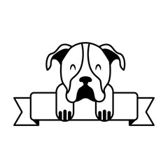 cute mascot dog domestic ribbon