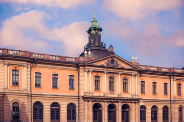 Fototapeta na wymiar The facade of the Nobel Museum, Stocholm, Sweden