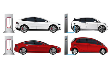 Set of electric vehicles isolated on white background. Vector illustration EPS 10