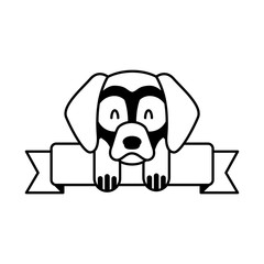 cute mascot dog domestic ribbon