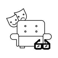 sofa and 3d glasses cinema movie