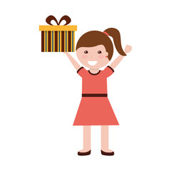 happy girl with gift box birthday