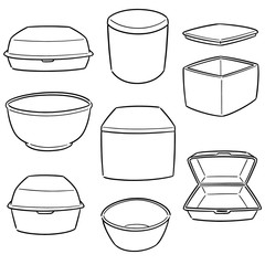 vector set of foam container