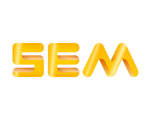 Sem gold yellow vector 3d graphic isolated on background with shine for marketing business, web push placement or communication technology