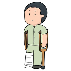 vector of man using crutches