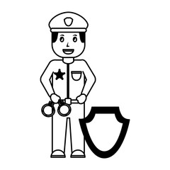policeman with handcuffs shield insignia