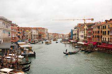 view of the Grand canal in Venice in cloudy weather. Italy