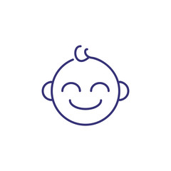 Baby boy face line icon. Newborn concept. Childhood, kid, face. Vector illustration for topics like childhood, nursery, baby birth
