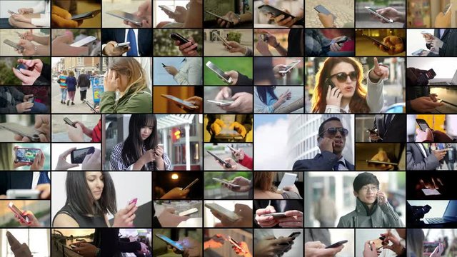 Multiscreen on people using smartphone everyday life. Modernity, technology