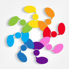 Teamwork people meeting speech social media conference symbol logo vector