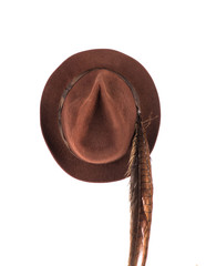 German hunting hat with feathers on a white background