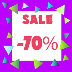 70 % Percent Discount, Sale Up, Special Offer, Trade off, Promotion concept