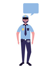 policeman character in uniform speech bubble