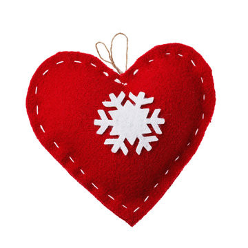 Toy heart as a decoration for Christmas holidays, isolated on white background