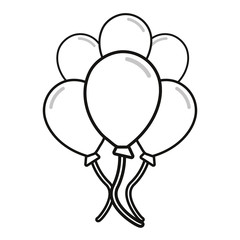 bunch balloons decoration party design outline