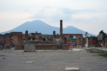 Pompeii, Temple of Jupiter and Mount Vesuvius