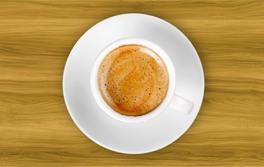 Black coffee in white cup