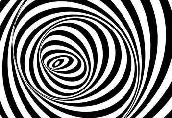 vector of 3d  twisted circle black and white optical illusion