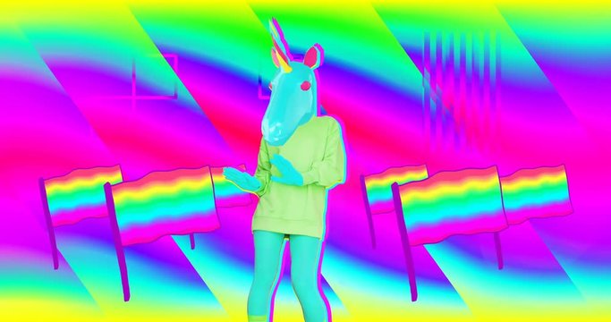 Motion minimal design. Unicorn pride party style