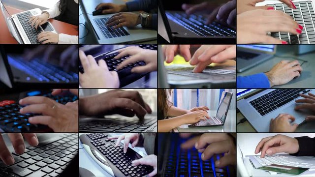 Multiscreen of technology,business,modernity. People using computers
