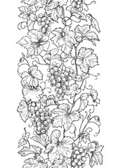 Seamless Vertical Pattern with Grapes - 228172204