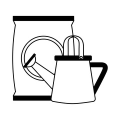 watering can and sack soil gardening